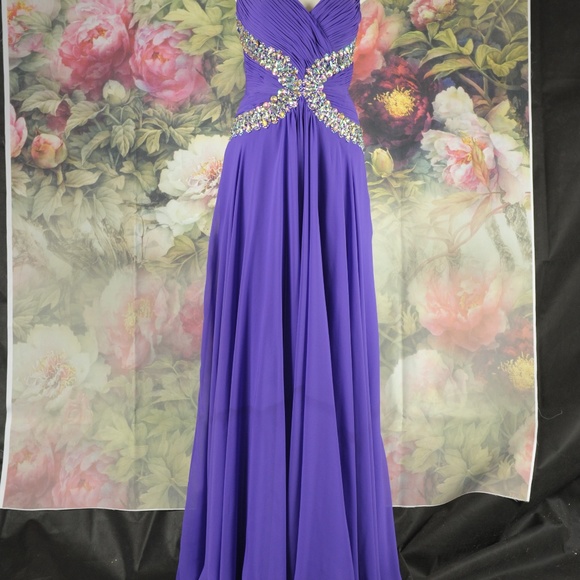 PURPLE TONY BOWLS BEJEWELLED Purple FORMAL DRESS SZ 12 - Picture 1 of 9